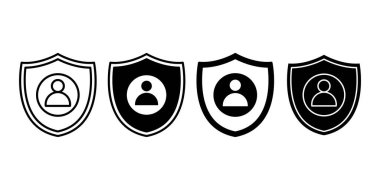 Kullanıcı koruma ve gizlilik savunmasını temsil eden siyah kullanıcı kalkanı simgesi.