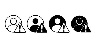 Uyarı riski ve hesap sorununu temsil eden siyah kullanıcı uyarı simgesi.