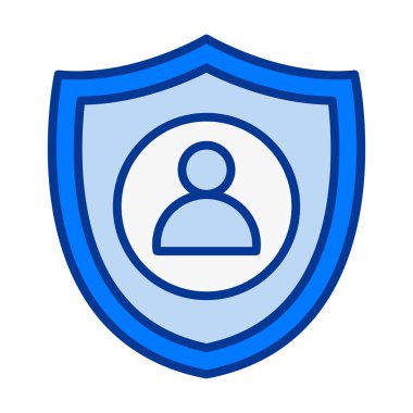 Düz renkli kullanıcı kalkanı simgesi güçlü bir hesap koruması ve savunma durumunu temsil ediyor.