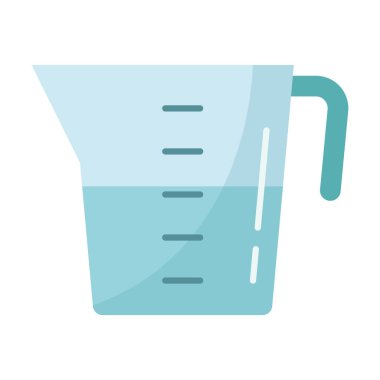 Flat colored measuring cup icon illustrating ingredient measurement for baking and cooking. Ideal for recipe books and food related visuals.