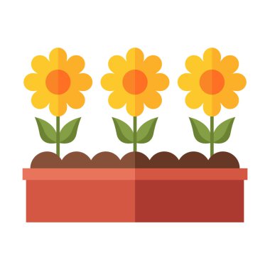 Düz renkli çiçek bahçesi ikonu bahçe düzenleme ve dekoratif ekme alanlarını temsil ediyor. Açık hava tasarımı ve bahçeyle ilgili görseller için mükemmel..