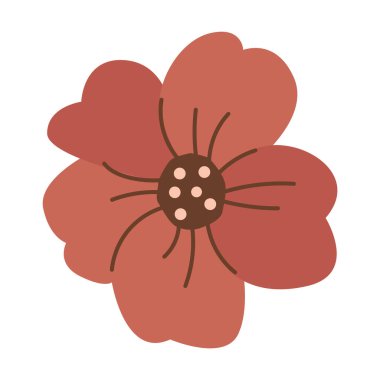 El çizimi koyu kırmızı çiçek çizimi rahat Cottagecore tarzı ve kırsal klasik cazibesi botanik sanatı, çiçek süslemeleri, minimalist tasarımlar ve ev dekorasyonu için mükemmel..