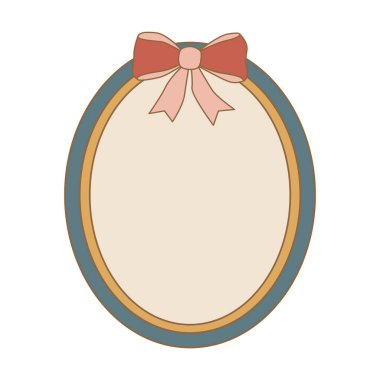 Fiyonkla süslenmiş oval çerçeve, rahat Cottagecore estetik ve kaprisli kırsal klasik cazibe, tebrik kartları, davetiyeler, ev dekorasyonu ve minimalist tasarım için mükemmel..