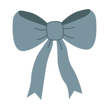 Elle çizilmiş yumuşak mavi dekoratif yay çizimi, rahat Cottagecore estetik ve kaprisli kırsal klasik cazibe, davetiyeler için ideal, hediye tasarımları, ev dekorasyonu ve minimalist projeler.