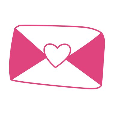 Aşk mektubu zarfı, pembe çizgi şeklinde, kalp detayı ve minimalist tasarım ile çizilmiş. Romantik mesajlar, sevgililer günü teması, kır evi kırtasiyesi ve kırsal düğünler için mükemmel..