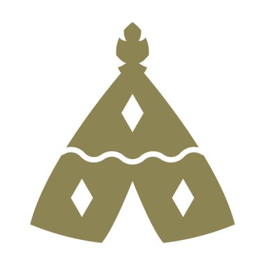 Geleneksel kültürel ritim ve sembollerden esinlenilmiş Boho kabile çadır modeli ikonu. Dekor, markalaşma, yazı işleri, arka plan ve yaratıcı etnik temalar için ideal.