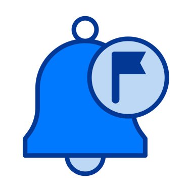 Önemli uyarıları vurgulayan bayrak sembollü düz renkli bildirim zili görev yönetimi ve sistem arayüzleri için işaretli uyarıları ve öncelikli iletileri vurgular