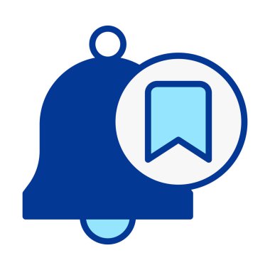 Kaydetme düğmesi sembolü içeren düz renkli uyarı çanı, yer imi uyarıları, kaydedilmiş iletiler, veri depolama eylemleri ve modern arayüz tasarım sistemleri için idealdir.