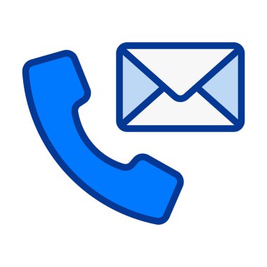 Düz renkli telefon arama simgesi ile e-posta sembolü birleştirilerek bütünleşik mesajlaşma, iletişim yönetimi ve çok kanallı iletişim hizmetlerini temsil eder.