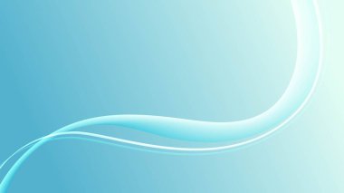 Yumuşak kıvrımları ve havadar kompozisyonu olan taze deniz mavisi eğrisi. Sağlık temasına uygun temiz soyut tasarım, kurumsal markalaşma, web sitesi başlığı ve sunum slaytı.