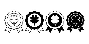 İrlanda festival markası, karşılama materyalleri, parti dekorasyonları, tanıtım kampanyaları ve mevsimsel etkinlikler için ideal taslak ve sağlam varyasyonlarla Aziz Patrick Günü rozet koleksiyonu.