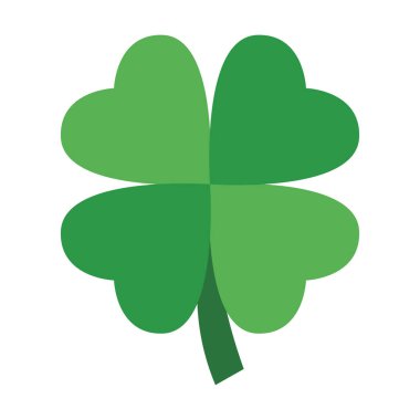 Şans, servet ve İrlanda folkloruyla ilişkili dört yapraklı yonca sembolü. Aydınlık arkaplanda izole edilmiş temiz düz çizimler Aziz Patrick Günü kutlamaları ve şenlikli marka ihtiyaçları için idealdir..