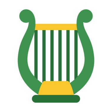 Geleneksel İrlanda arp sembolü Kelt müzik mirasını ve Aziz Patrick Günü 'nü temsil ediyor. Kültürel etkinlik tanıtımı ve şenlikli dekorasyon için düz yalıtılmış element ideal.