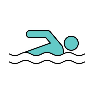 Suyun içinde yüzen sporcuyu temsil eden ikon, su sporu dayanıklılığını fiziksel fitness eğlencesi ve sağlıklı yaşam tarzı aktivite konseptini temsil ediyor..