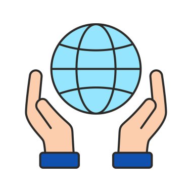 Dünya çapındaki uluslararası iletişimi temsil eden el ele tutuşan küresel illüstrasyon dünya çapındaki internet hizmetleri dünya koruma ve iş ve eğitim için dünya teknolojisi kavramı