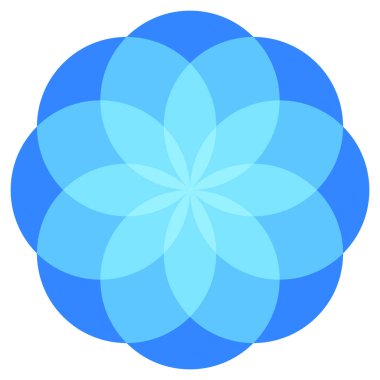 Yuvarlak merkezli mavi bir çiçek, canlı rengini ve eşsiz yapısını sergiliyor.