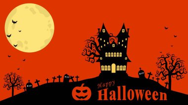 Lanetli Kale ve Tepedeki Mezarlık Dolunay Dönemi Duvar Kağıdı Arkaplanı