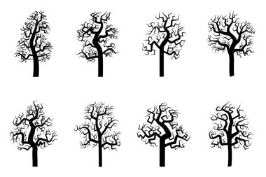 Ürkütücü Kuru ve Ölü Ağaç Koleksiyonunun Silueti