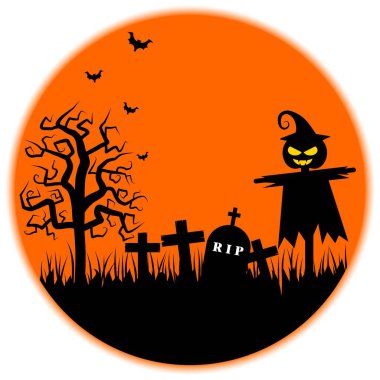 Dolunaylı Cadılar Bayramı Gecesinde Mezarlıkta Ürkütücü Balkabakları