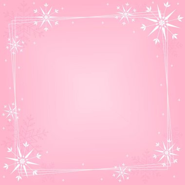 Kışın karlı kar taneleri ve kare çerçeveli Pembe Arkaplan Kağıdı