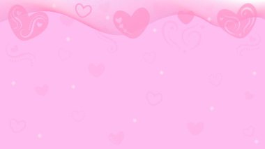 Pembe Arkaplan Dalgalı Şekiller ve Pembe Aşk Kalbi Tasarımlarıyla süslenmiş