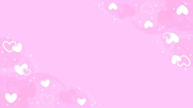 Pembe Kalp Şablonu Süslemesi ve Pembe Pembe Arkaplanda Parıltı