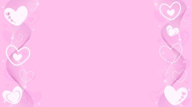 Yumuşak Pembe Arkaplan Dalgalı Sınırlar ve Pembe Aşk Kalbi Tasarımlarıyla süslenmiş