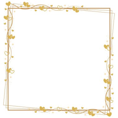 Altın Sarı Kare Sınır Çerçevesi Sevgi Kalıbı Dekorasyonu