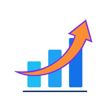 Yükselen bir okla yükselen finansal eğilimi gösteren basit bir bar tablosu