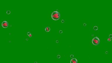 Siyah arka planda izole edilmiş yeşil sabun köpükleri. en üstteki görünüm.