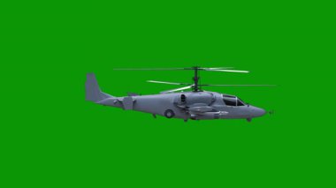 Yeşil ekranlı bir helikopterin 3 boyutlu resmi