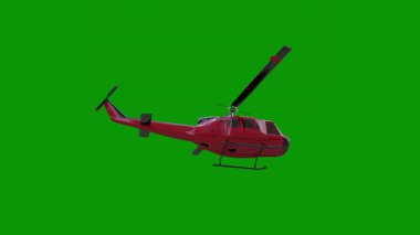 Yeşil ekranlı kırmızı helikopter
