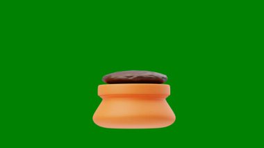 Yeşil arka planda izole edilmiş yeşil bir çaydanlık.