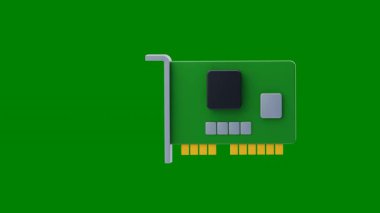 Yeşil bilgisayar donanımı. Bilgisayar tamiri. 3 boyutlu illüstrasyon. bilgisayar donanımı.