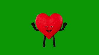 Beyaz arkaplanda izole edilmiş yeşil kırmızı bir kalbin 3 boyutlu görüntülenmesi