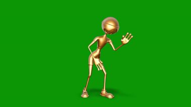 Elinde altın bir top tutan yeşil bir adam.