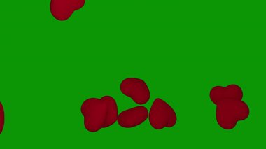 Yeşil arka planda kırmızı kalpler. Sevgililer Günü.