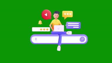 3 boyutlu illüstrasyon, bilgisayarlı akıllı telefon ve sohbet baloncukları. çevrimiçi iş konsepti.