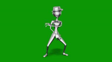 Yeşil arka planda yeşil, parlak bir adam. 3d illüstrasyon.