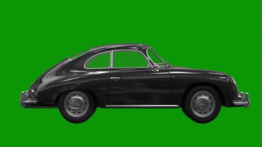 Yeşil arka planda 3 boyutlu araba.