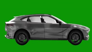 Beyaz arka planda bir araba. 3d oluşturma.