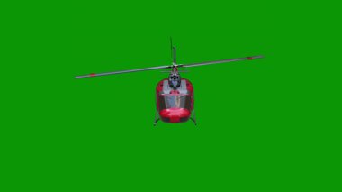Kırmızı fiyonklu yeşil bir helikopter. yüksek kaliteli fotoğraf