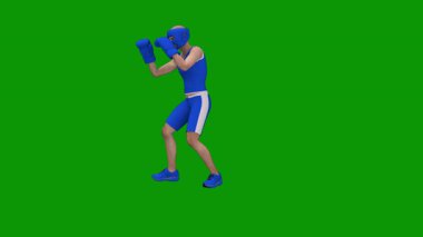 3d illüstrasyon, oyuncu, mavi arkaplanda çalışıyor