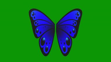 Mavi arkaplanda yeşil kelebeğin vektör görüntüsü.