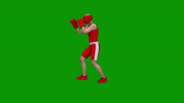 Yeşil arka planda sanal gerçeklik gözlüğü takan bir erkek karakterin 3 boyutlu görüntüsü