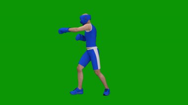 Yeşil arka planda erkek boksörün 3 boyutlu görüntüsü