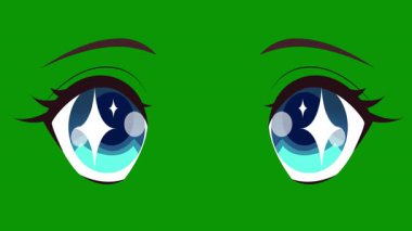 Güzel yeşil bir arka planı olan mavi gözler.