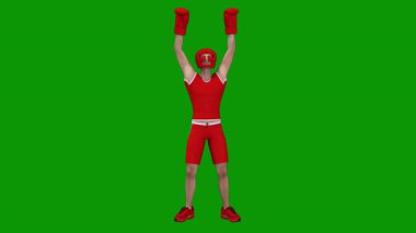 3 boyutlu kırmızı eldivenli bir erkek boksör.