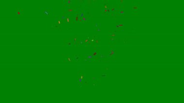 Düşen konfetiyle yeşil, beyaz ve siyah renkler.