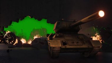 3D illüstrasyon, İtalya 'nın yeşil bayrağıyla askeri tank. konsept askeri saldırı, ordu ve dünya savaşı günü.